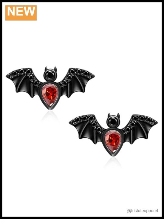 Jewelry - Sterling Silver Bat Stud Earrings Gothic Halloween Jewelry for Women